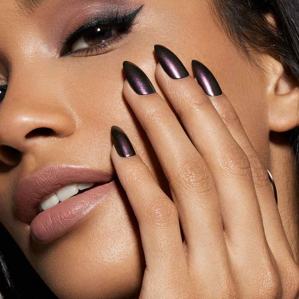 Static Nails - Almond Shaped Sorta Goth Pop-On Reusable Nails NEW